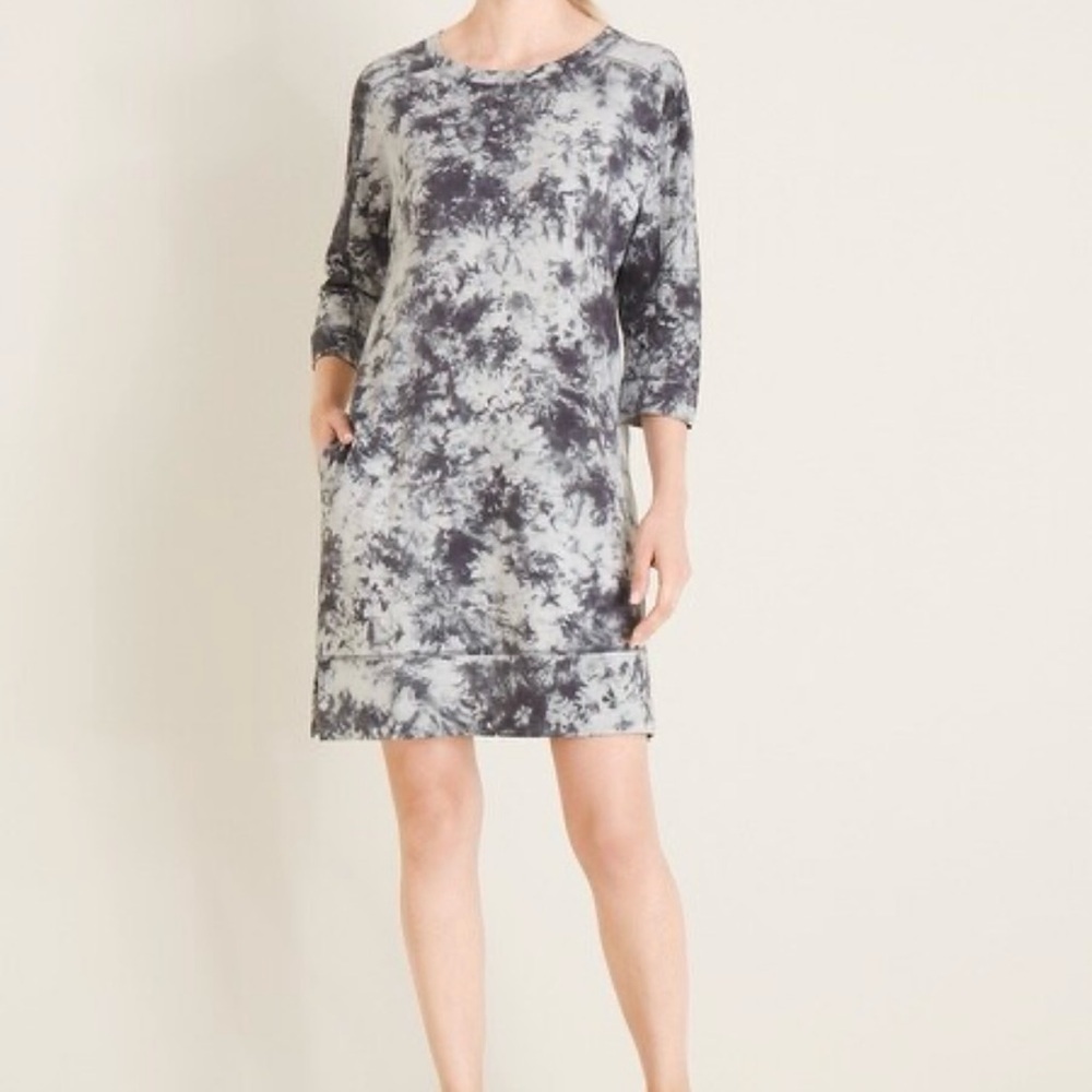 Chicos Zenergy‎ Tie Dye Sweatshirt Dress Women’s XL 16/18 Lace Up Back Pockets 3